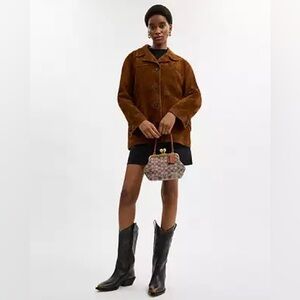 Coach Kisslock Frame Bag 16 In Crystal Signature Jacquard